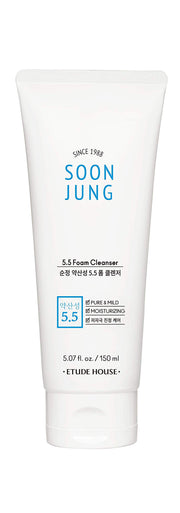ETUDE Soon Jung pH 5.5 Foam Cleanser, Low-pH Hypoallergenic Moisturising Face Wash with Panthenol and Madecassoside, 150 mL