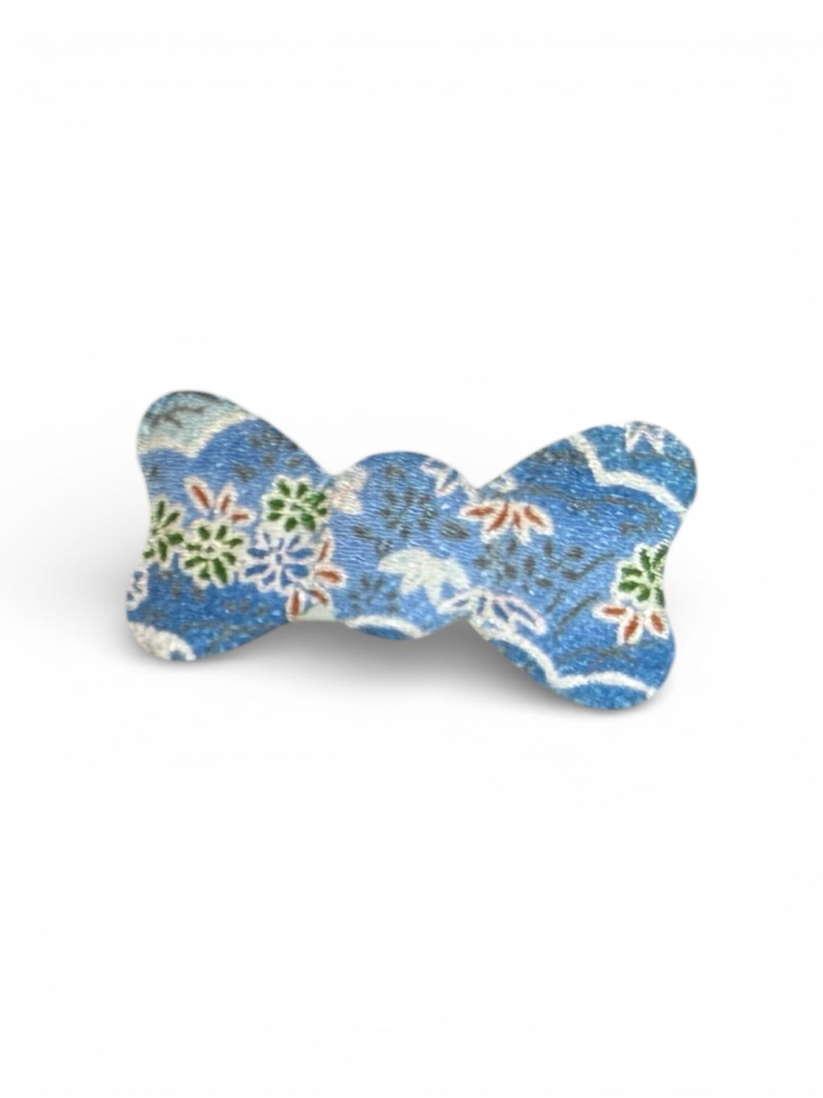 Japanese Chirimen Cloud and Flower Pattern No-Crease Hair Clip for Bangs, Made in Japan, 7 Shapes and 5 Colors