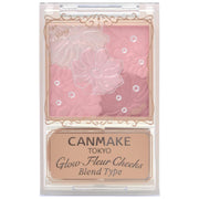 Canmake Glow Fleur Cheeks Blend Type, Four-Colour Shiny and Sheer-Matte Powder Blush Palette with Brush, 5.4 g