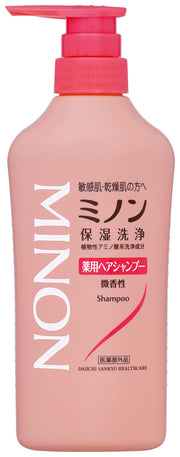 Minon Medicated Hair Shampoo 450 mL Pump Bottle, Amino Acid Cleansing, Weakly Acidic Low-Irritation Shampoo for Sensitive and Dry Scalps