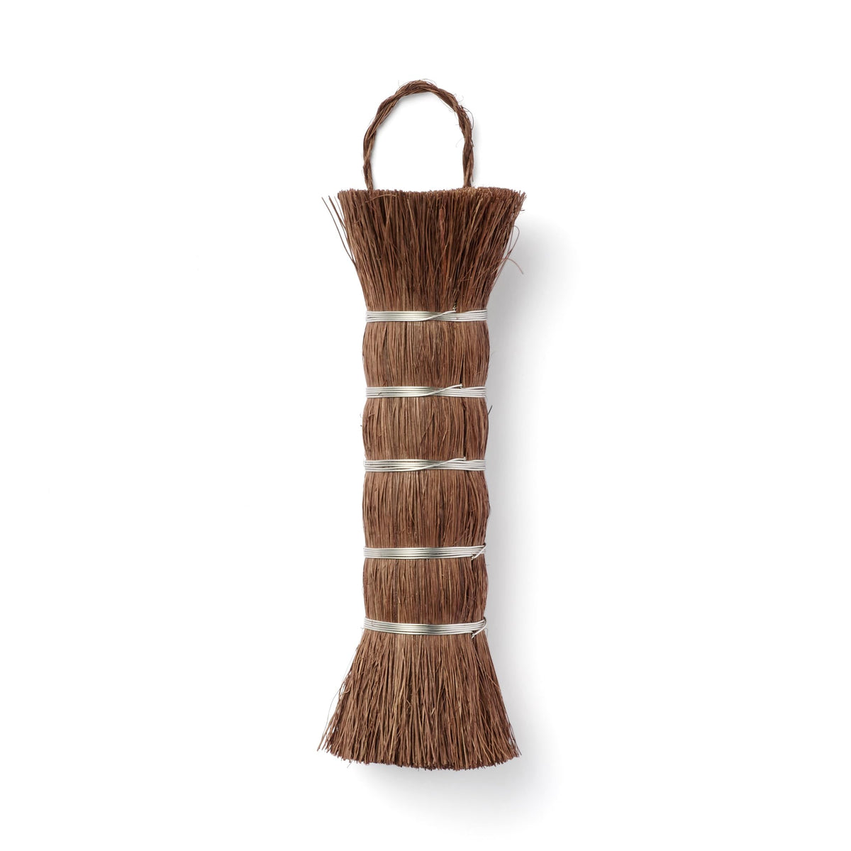 MUJI Palm Bar Scrubbing Brush, Natural Palm Fibre Bound with Stainless Steel Wire for Pots and Steamers, 13 cm Large or 10 cm Small