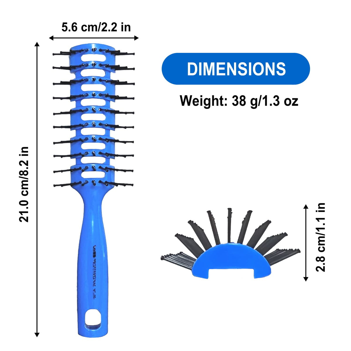 VESS Styling Vent Brush, 9-Row Round Type for Ribbon Styling with Ceramic Holes, Blue No. 80, Made in Japan
