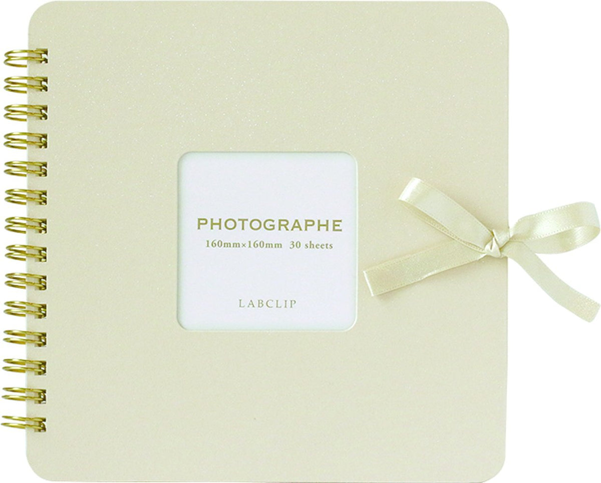LABCLIP Square Ring Scrapbook SCSQ, 30 Paper Mount Sheets with Window Cover and Ribbon, 162 x 162 x 18 mm, 8 Colours