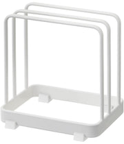 Yamazaki Plate Cutting Board Stand, Steel Rack for Two Boards up to 2.5 cm and 1.5 cm Thick with Cushioned Base, 12 x 9 x 12 cm and 260 g, White