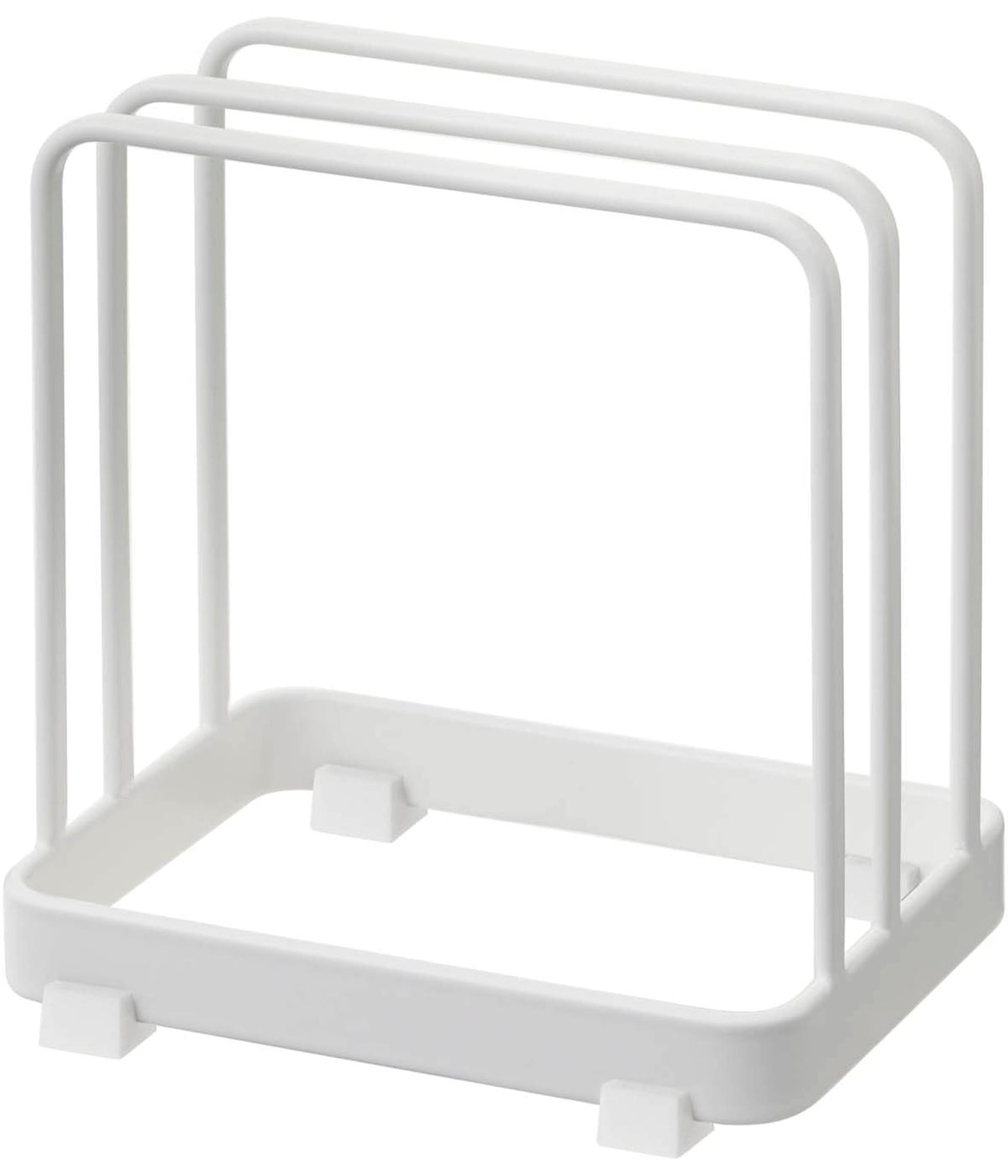 Yamazaki Plate Cutting Board Stand, Steel Rack for Two Boards up to 2.5 cm and 1.5 cm Thick with Cushioned Base, 12 x 9 x 12 cm and 260 g, White