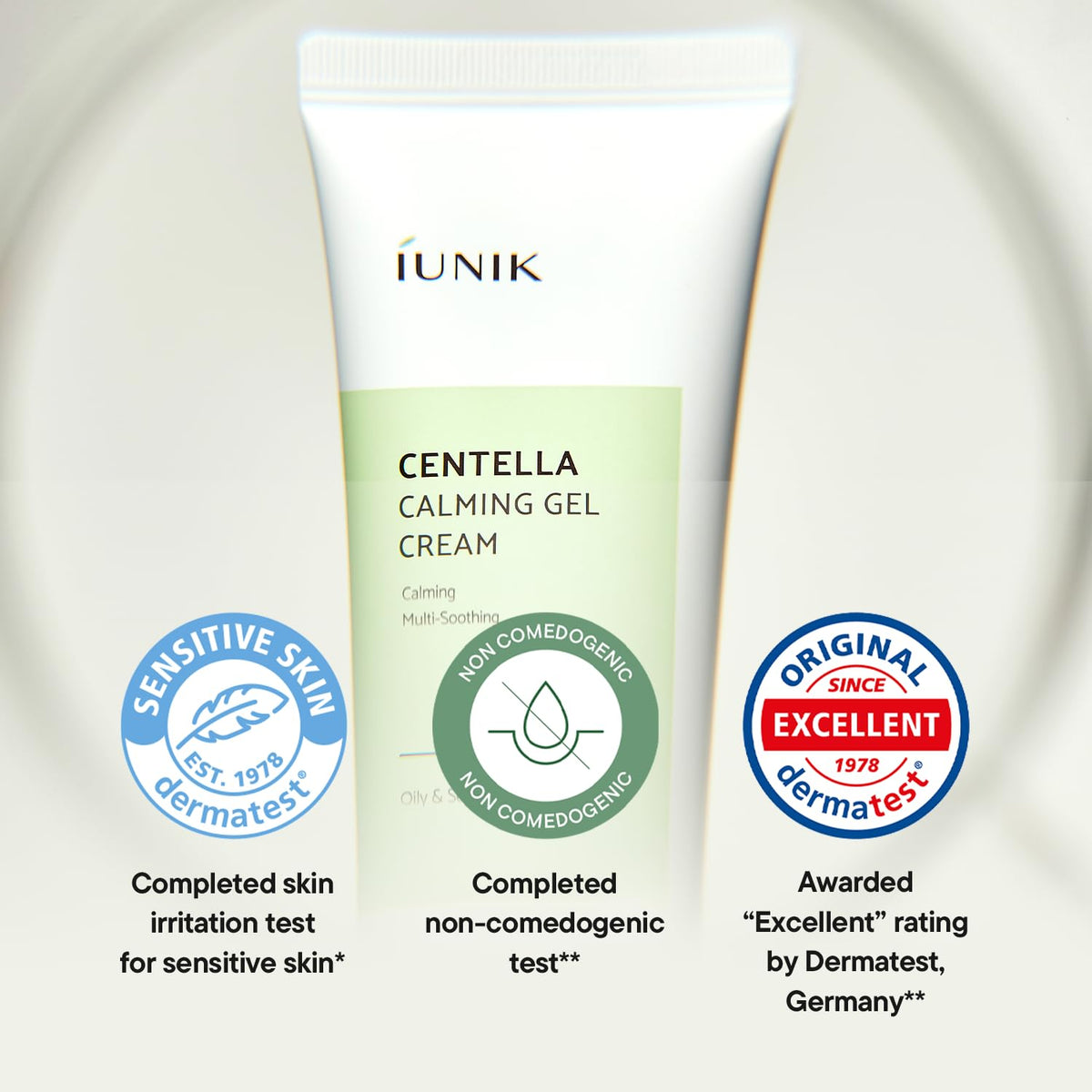 iUNIK Centella Calming Gel Cream, Lightweight Soothing Gel Moisturiser with 68.5% Centella Leaf Water for Oily and Sensitive Skin, 60 mL