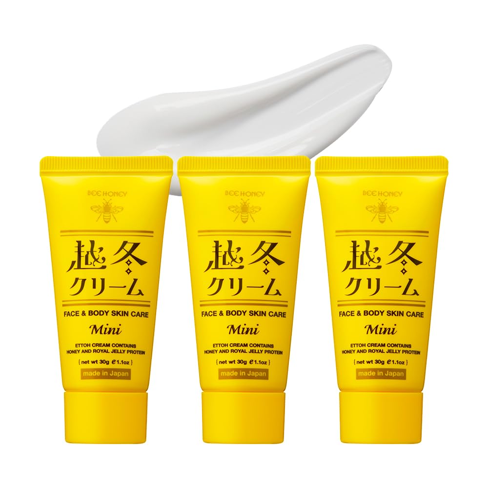 BEE HONEY Winter Honey Cream N, Rich Face and Body Cream with Honey and Royal Jelly Protein, Honeysuckle Scent, 220 g Jar, 100 g Jar or 30 g x 3 Tubes