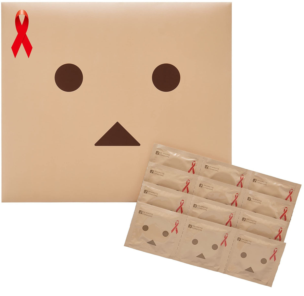 Okamoto Condoms Danbo Version, 48 Lubricated Condoms in 4 Packs of 12 in a Danbo Envelope