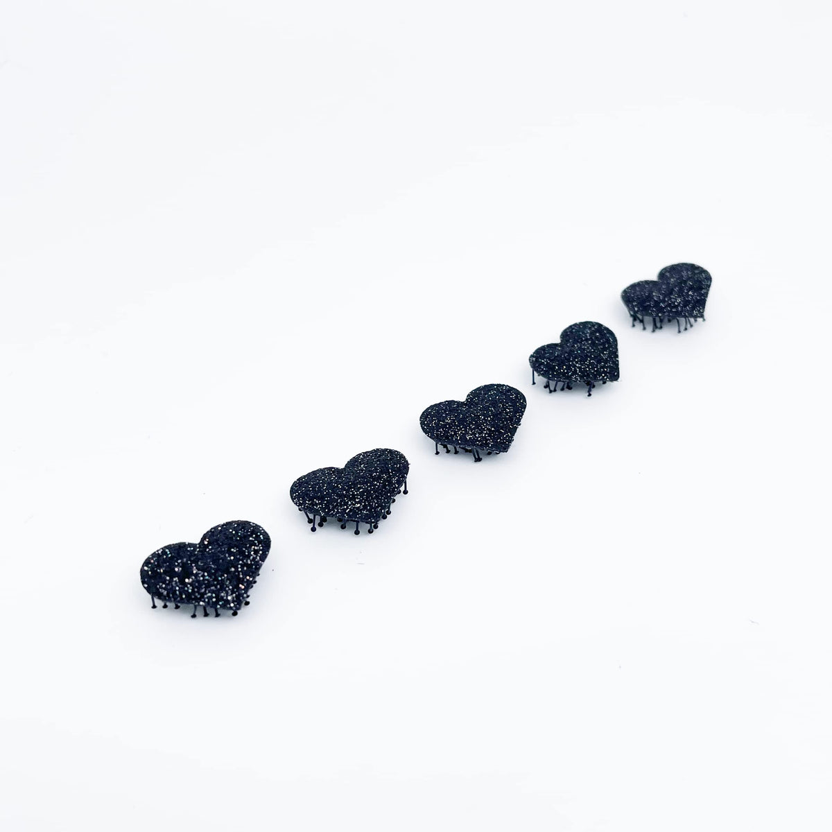 Glitter Plain-Color No-Crease Hair Clip for Bangs, Made in Japan, Ribbons, Cross, Hearts, Five-Point Shapes and Rectangles