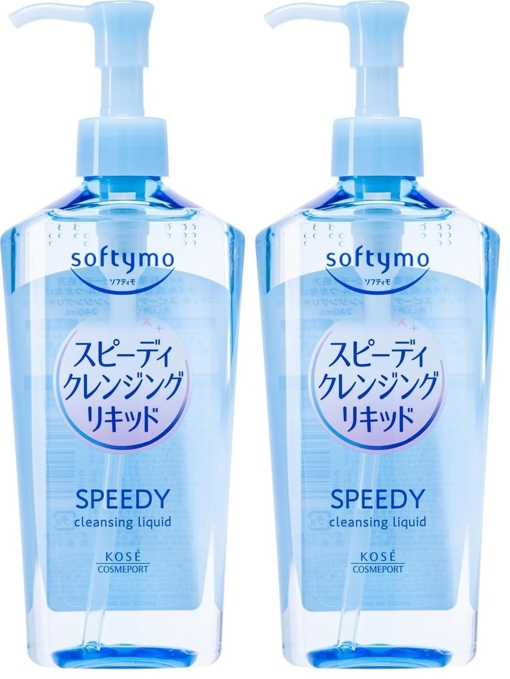 Softymo Speedy Cleansing Liquid Nc, Oil-Free Quick Makeup Remover Water with Botanical Extracts, Wet Hands and Eyelash Extensions OK, 240 mL Pump