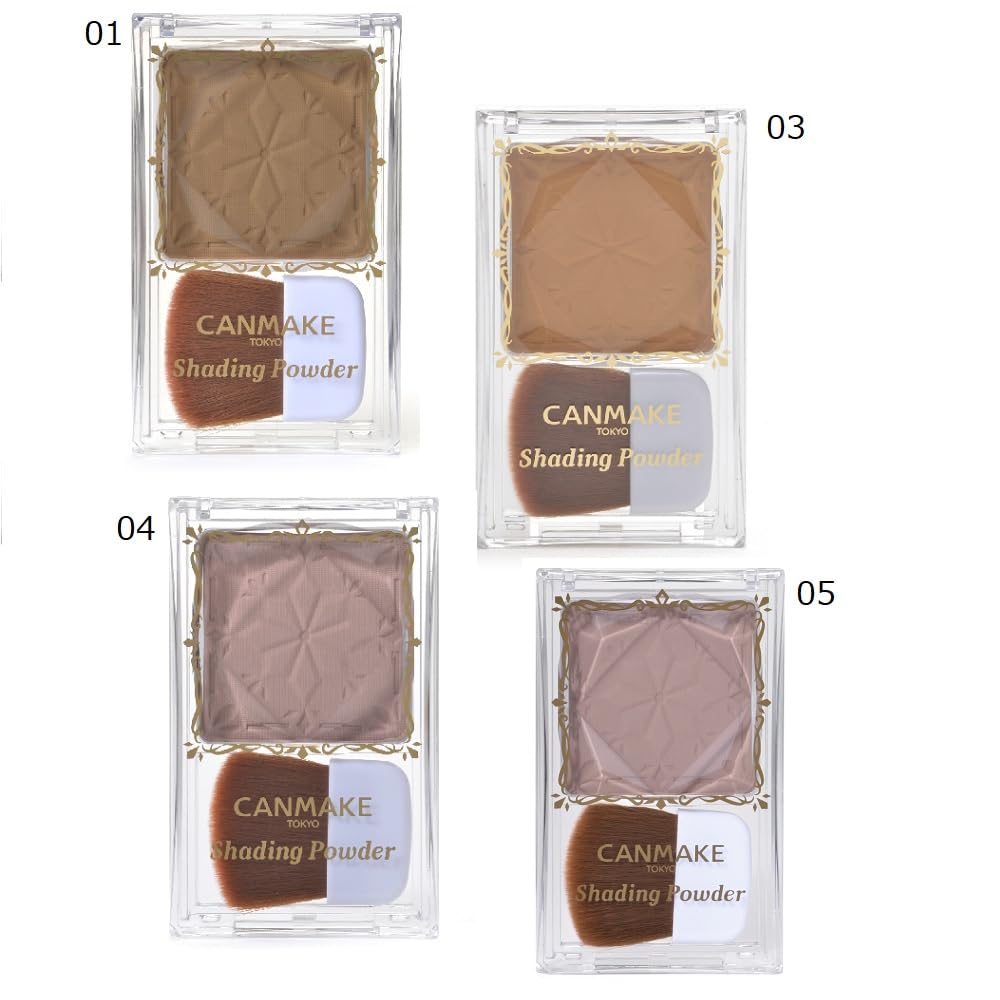 Canmake Shading Powder, Natural Contour Shading Powder with a Flat Brush that Gives the Face Line a Smaller, Defined Look, 4.4 g