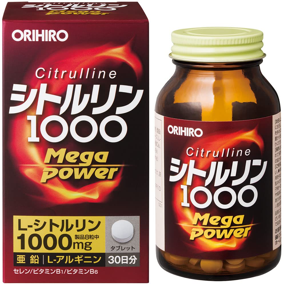 Orihiro Citrulline 1000 Mega Power, L-Citrulline 1000 mg with Arginine, Zinc, Selenium and Vitamins B1 and B6, 240 Tablets for 30 Days
