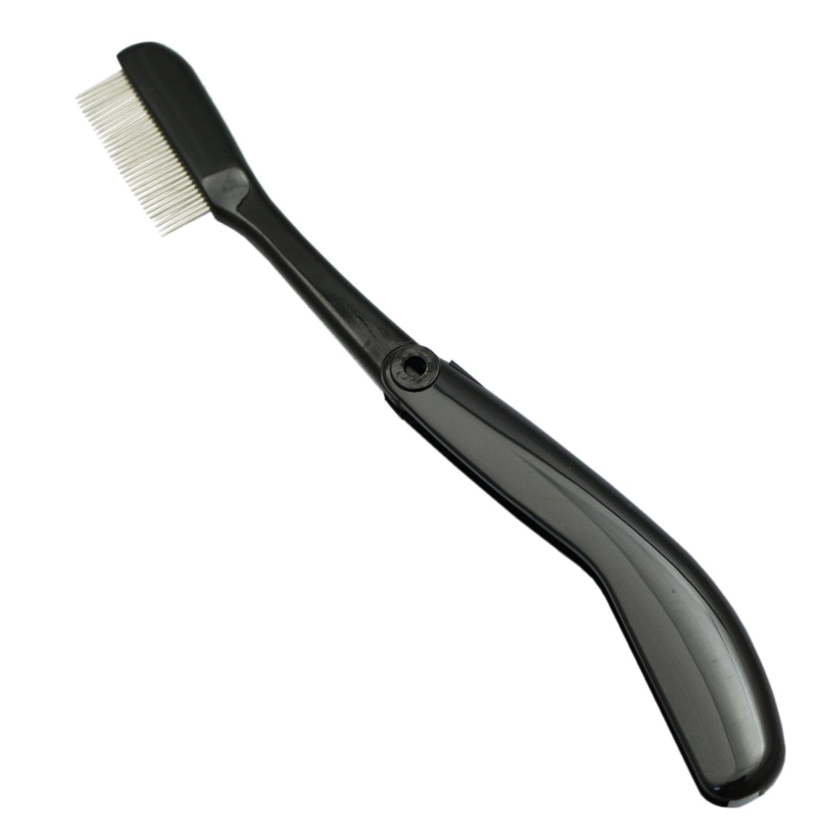 Shishida Seishindo MK-700BK Folding Metal Mascara Comb, Black Polycarbonate Handle with Stainless Steel Teeth, Made in Japan
