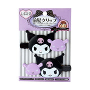 Sanrio Long Bangs Hair Clip Pair, Character Hair Clips for Right and Left Sides, About 9-10 cm Plastic Clips, Kuromi or Cinnamoroll
