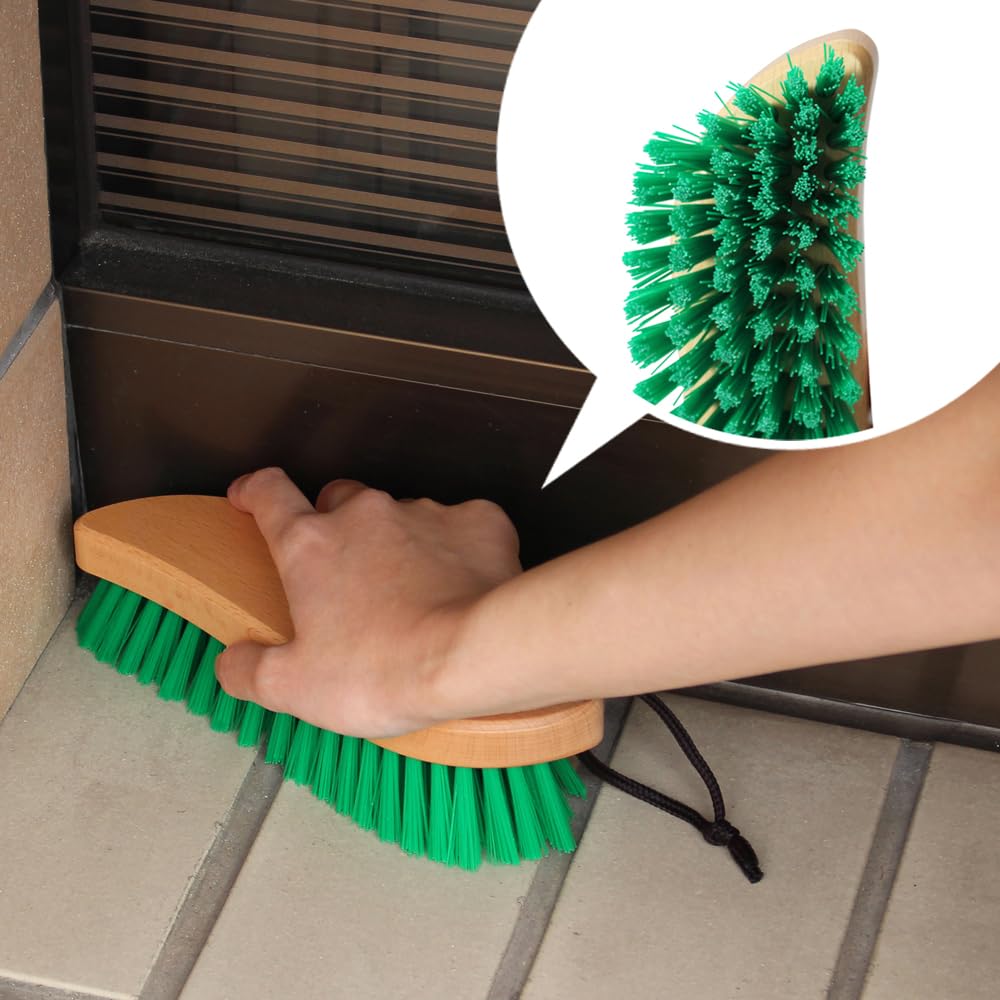 Azuma Handy Deck Brush, Wooden-Handle Scrub Brush for Entrance Tiles and Concrete, 21 x 5 x 6 cm, Synthetic, Fern or Pakin Fibre