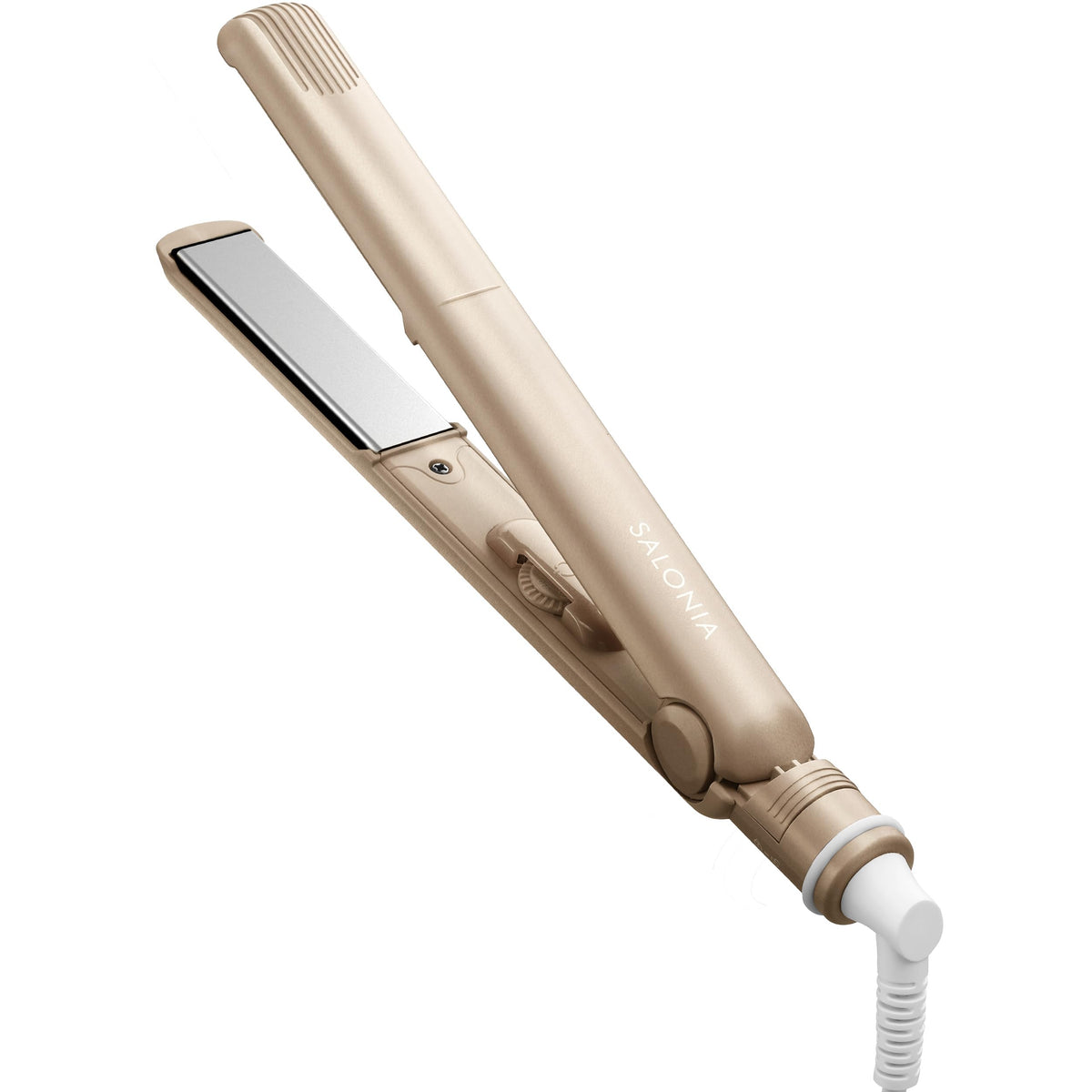 SALONIA Straight Hair Iron 24 mm SAL25126, Dial Temperature 120 to 230 C with Negative Ions, Auto Power Off and Overseas Multi-Voltage, Champagne Gold or Champagne Red