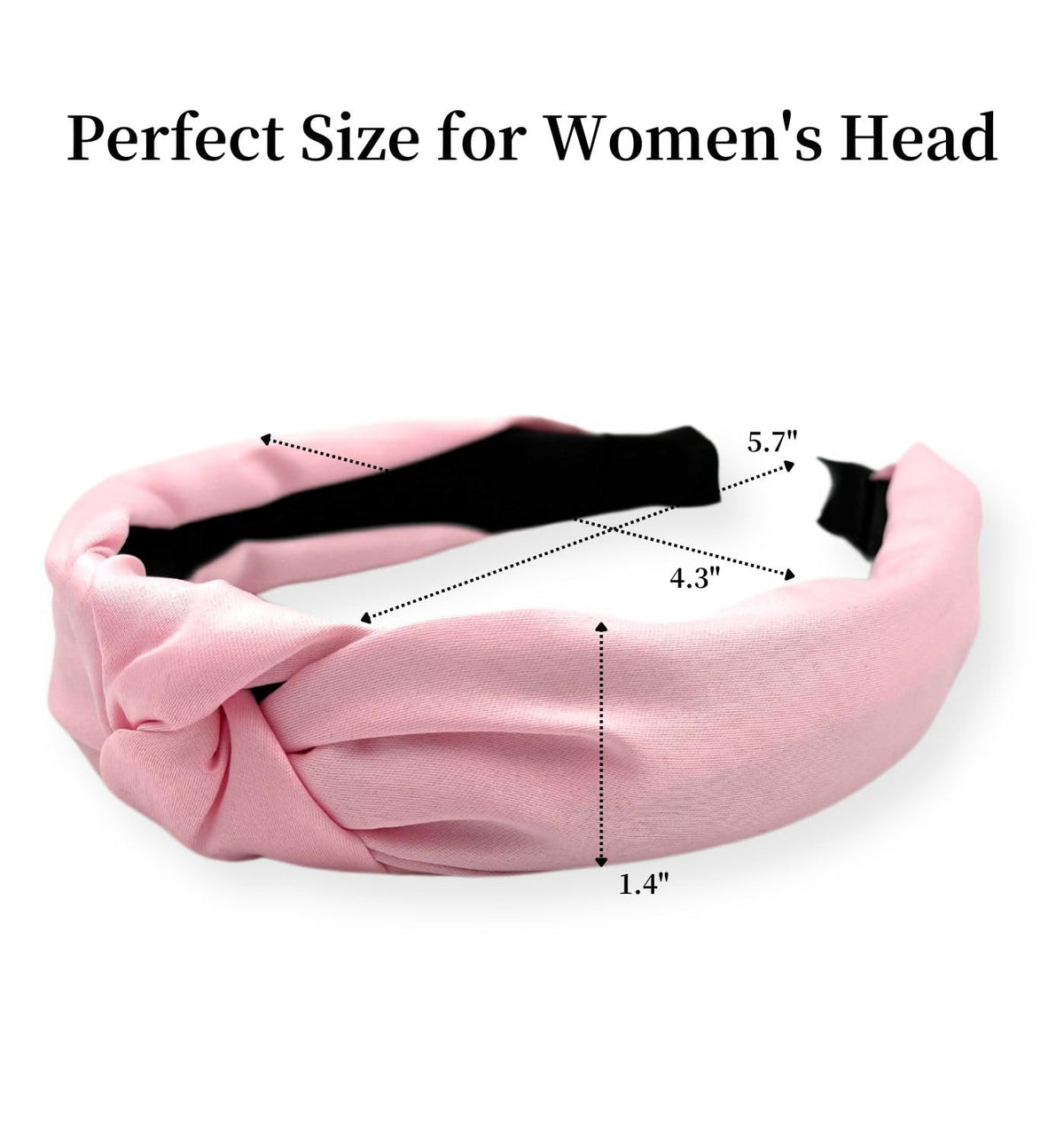 Knotted Satin Headband for Women and Girls, Top-Knot Hard Headband with Scalp-Protection Lining, One Size, Nine Colors