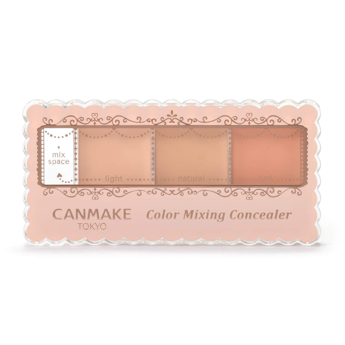 Canmake Color Mixing Concealer SPF50+ PA++++, Three-Colour Palette Concealer with Mix Space, Mirror, Tip and Brush, 3.9 g