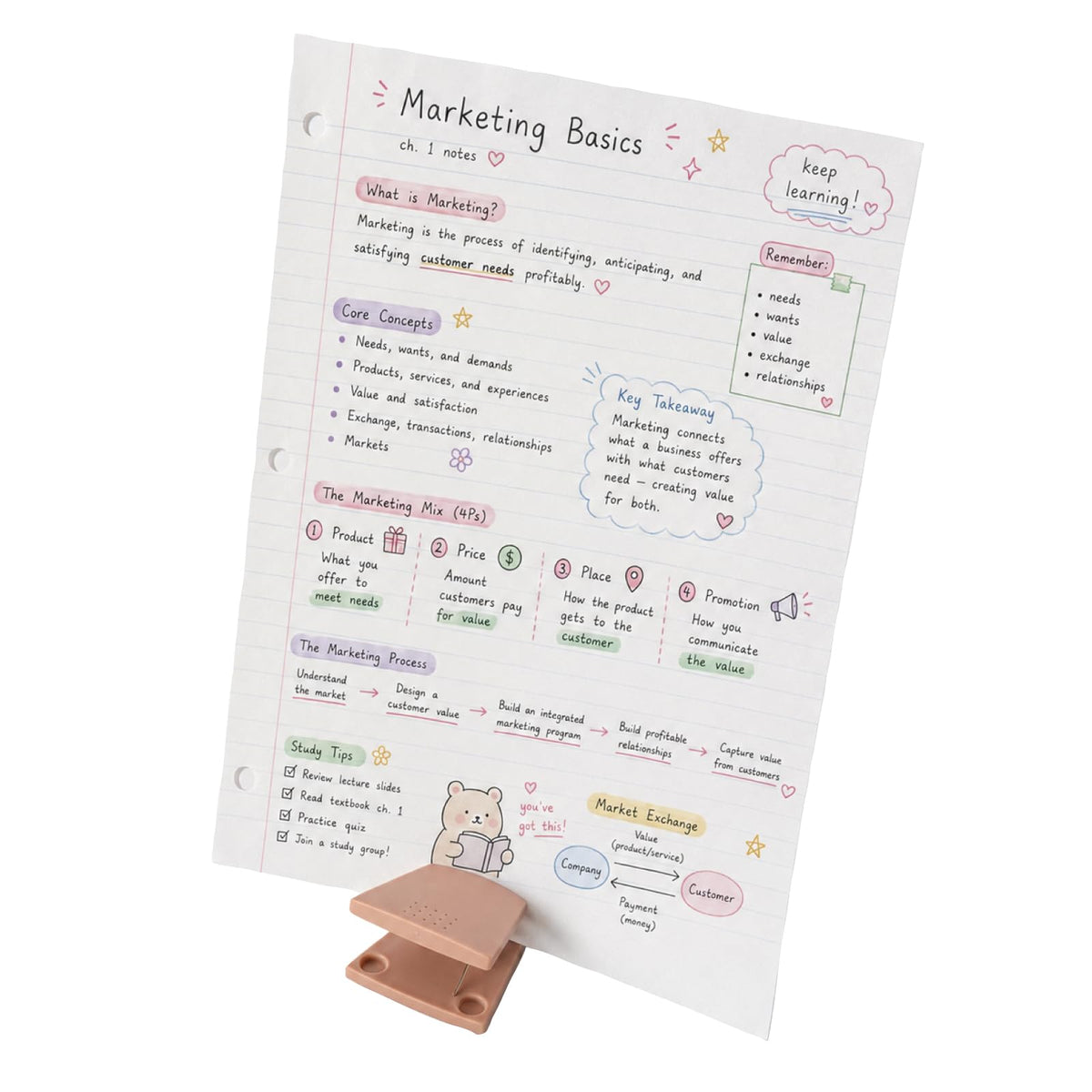 CARL Clip Paper Stand PS-20, Holds Up to 10 A4 Sheets Upright, 115 x 95 x 49 mm, 40 g, with Non-Slip Rubber Feet in Black, Orange, Green, Brown or White