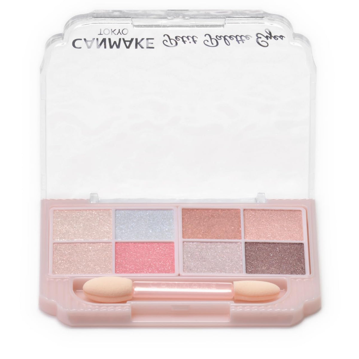 Canmake Petit Palette Eyes Sparkling Type, Eight-Colour Glitter Eyeshadow Palette with Double-Ended Tip