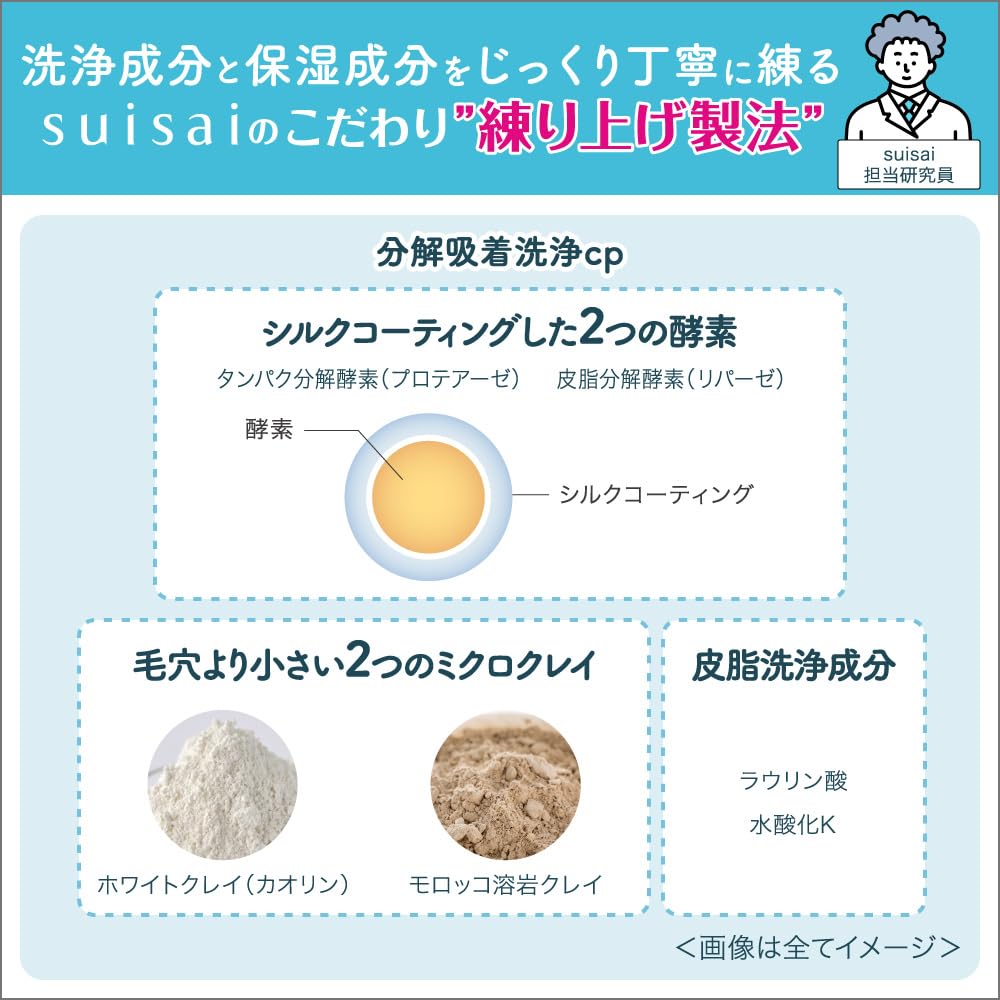 Suisai Beauty Clear Paste Wash, Enzyme Paste Face Wash with Two Silk-Coated Enzymes and Two Micro Clays, Clear Green Floral Scent, 120 g
