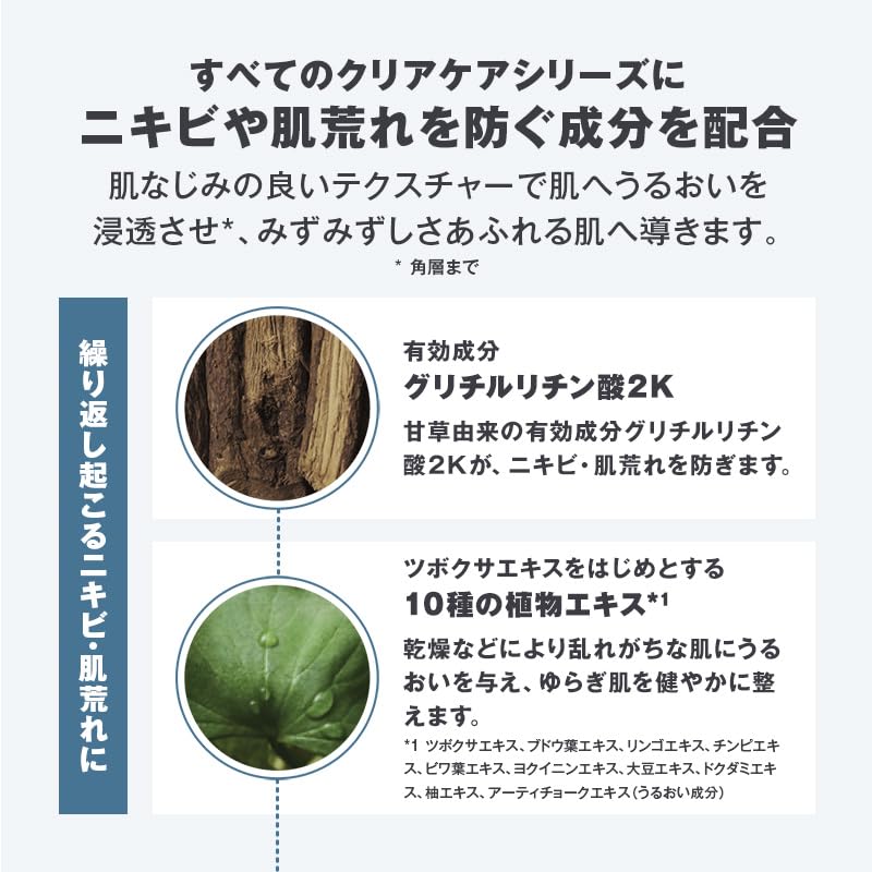 MUJI Medicated Clear Care Moisturising Milk, Quasi-Drug Emulsion with Dipotassium Glycyrrhizate and Ten Plant Extracts, 50 mL, 180 mL Refill and 200 mL