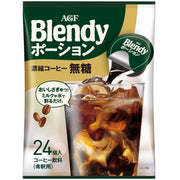 AGF Blendy Portion Concentrated Coffee Unsweetened, 24 Individual 18 g Portions for Iced Coffee and Cafe Au Lait, One, Two or Five Pouches