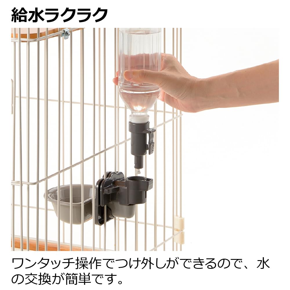 Richell Cat Water Dish S White 11.9 x 17.5 x 9.6 cm, Cage-Mounted Pet Water Bowl That Refills from a Bottle, 110 mL, Fits Wire 2.8 to 5 mm