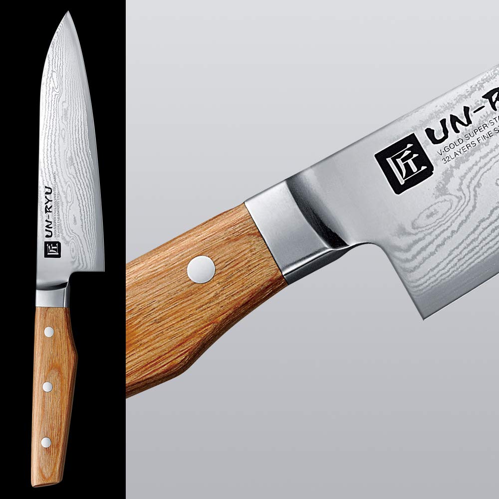 Shimomura Un-Ryu Middle Santoku Knife 150 mm, VG10 33-Layer Damascus (UNR-02)