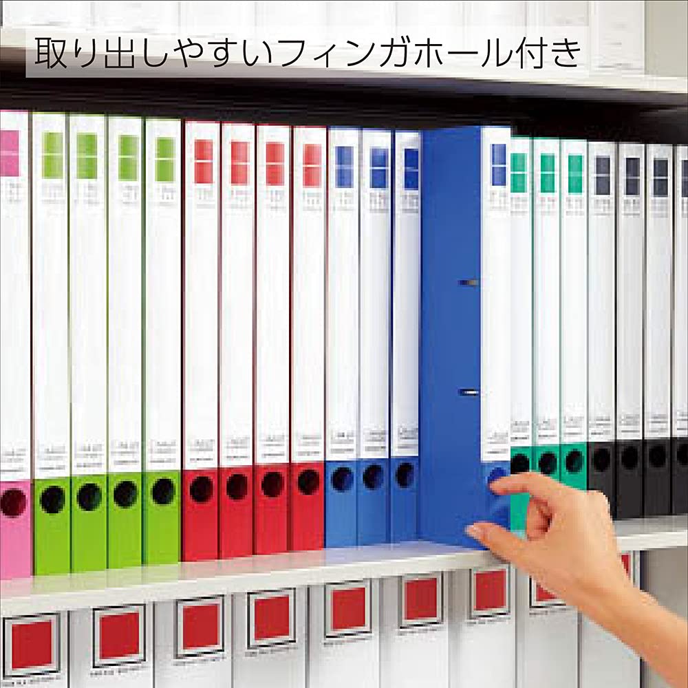 KOKUYO Slim Style Ring File A4 2-Hole 180 Sheets, 22 mm Ring, 307 x 243 x 27 mm, 158 g in Yellow-Green, Blue, Green, Yellow, Red or Dark Gray