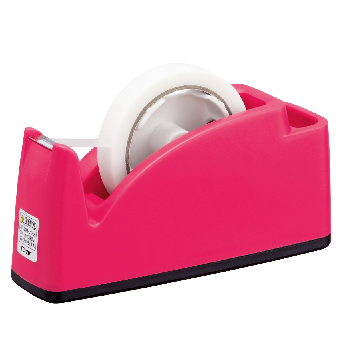 PLUS Desktop Tape Cutter TC-201 with Pen Pocket for Large and Small Rolls, 70 x 212 x 100 mm, About 1 kg, Non-Slip Base, Blue, Pink or Light Green, 1 or 2 Cutters