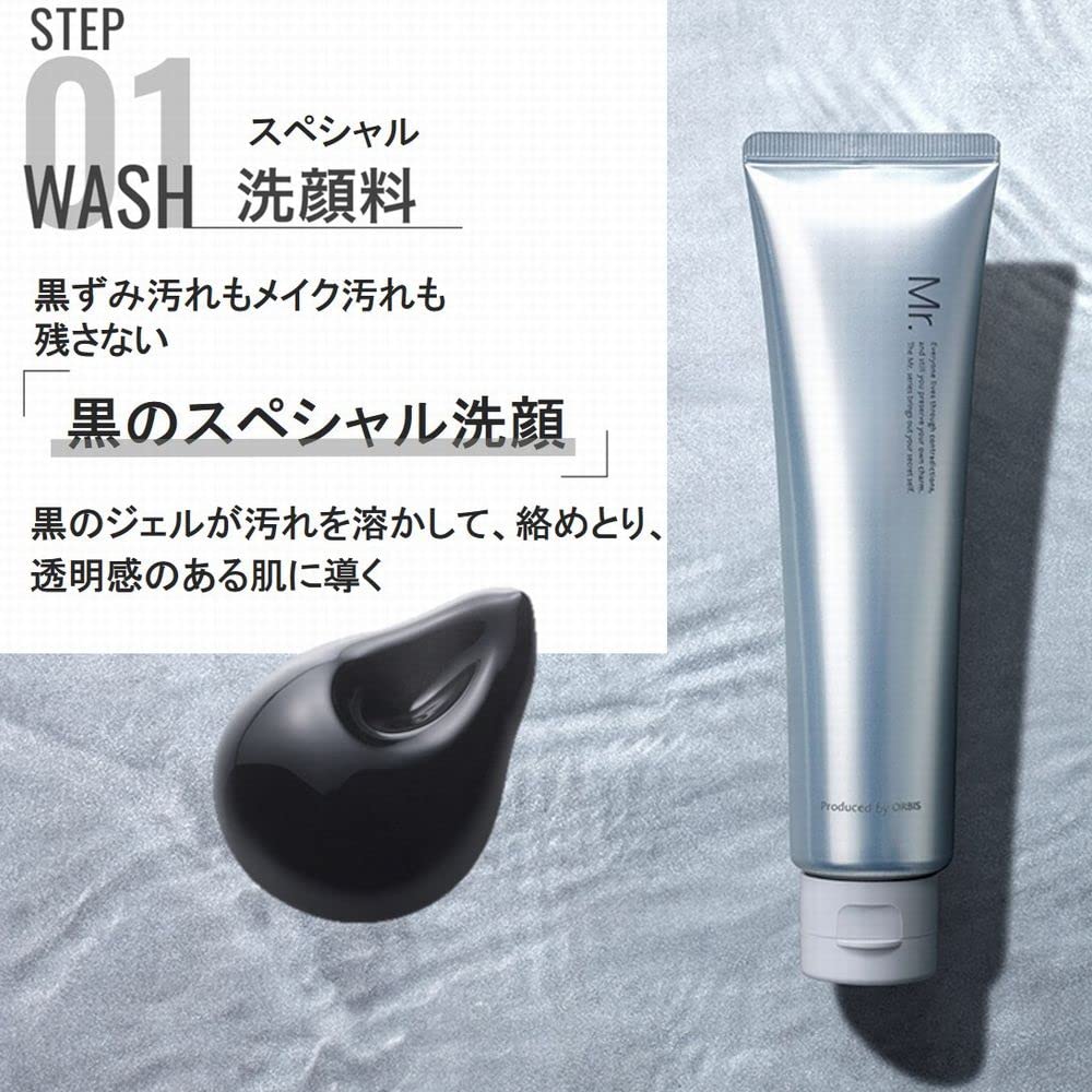 ORBIS Mr. Cleanser 100 g, Black Gel Special Face Wash for Men, Fragrance-Free, Colour-Free and Alcohol-Free, Weakly Acidic