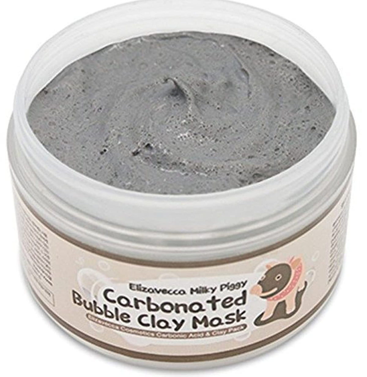Elizavecca Milky Piggy Carbonated Bubble Clay Mask, Pomegranate-Scented Pore Cleansing Clay Pack with Charcoal and Green Tea, 100 g
