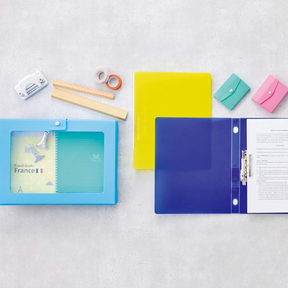 Lihit Lab Punchless File F7032, One-Touch Lever Clamp Binder A4-S for 160 Sheets, PP Cover with Finger Hole, 28 x 245 x 306 mm, 176 g, 7 Colours