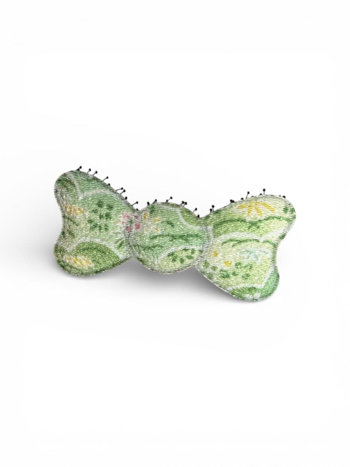 Japanese Chirimen Cloud and Flower Pattern No-Crease Hair Clip for Bangs, Made in Japan, 7 Shapes and 5 Colors