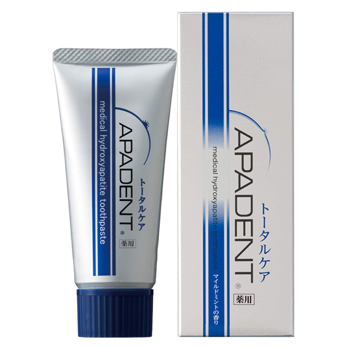 Apadent Total Care Medicated Hydroxyapatite Toothpaste, Cavity, Gum Disease and Bad Breath Prevention, Whitening, Mild Mint, 60 g