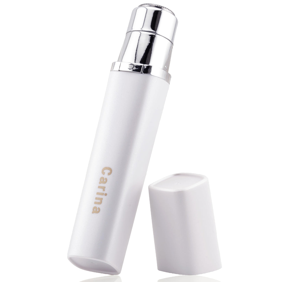 Lakurasu Carina II Cosmetic Shaver, White Battery-Powered Compact Rotary Shaver for Face and Body, Washable Blade Head