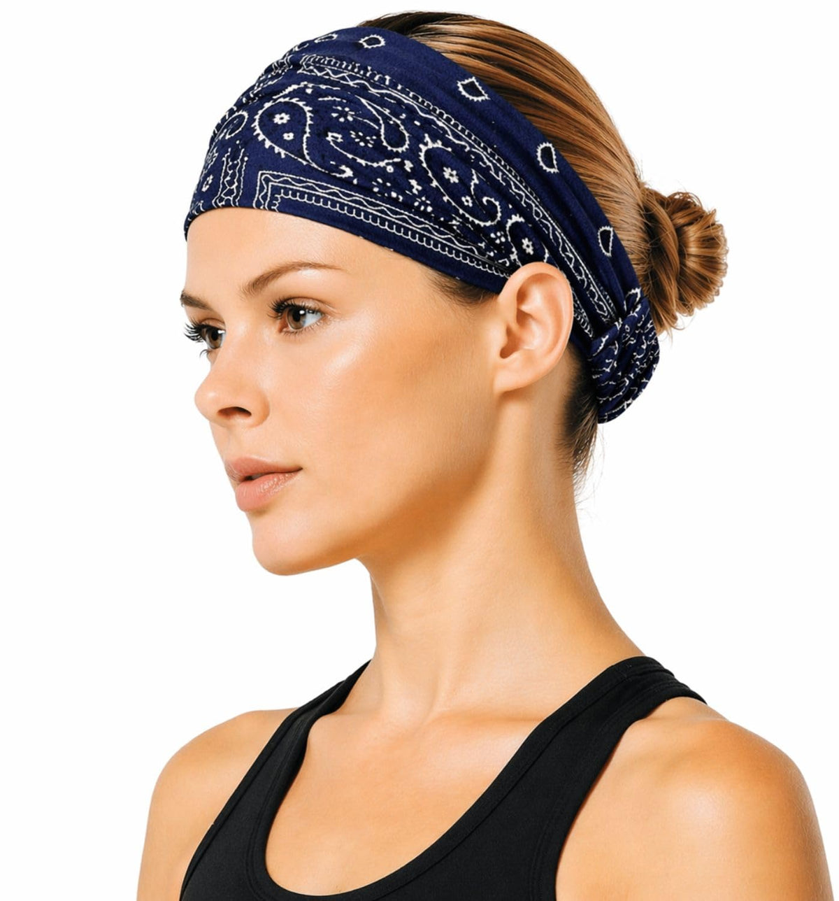 Elastic Bandana Headband for Women and Men, Wide Stretch Head Wrap in 15 Colors and Prints, One Size