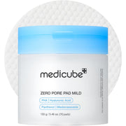 medicube Zero Pore Pad Mild 2.0, PHA and Hyaluronic Acid Toner Pads for Delicate Skin, 70 Pads
