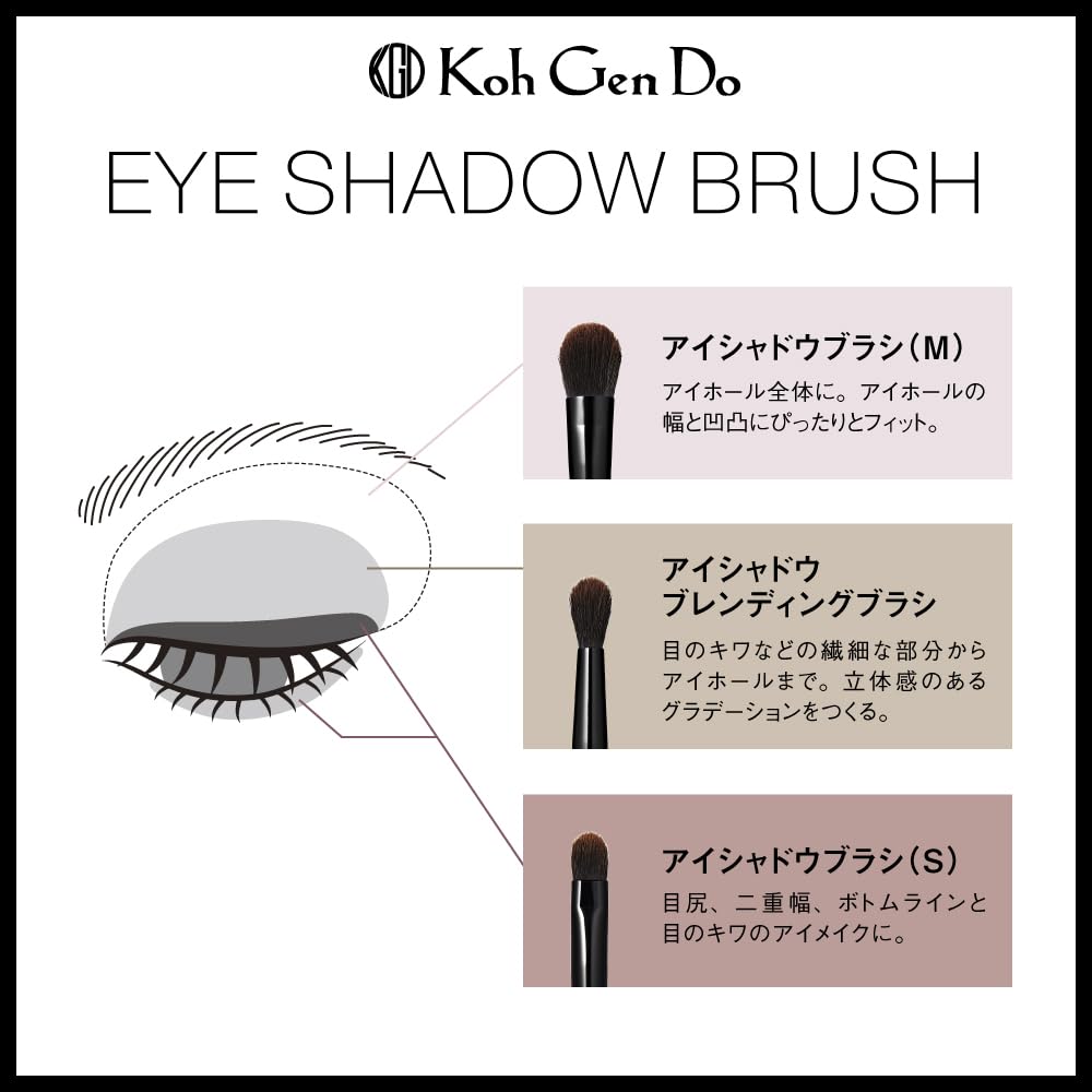 Koh Gen Do Eyeshadow Brush S, Animal-Free Ultra-Fine 0.04 mm Round Brush for Outer Corners, Lid Crease and Lower Lash Line, 135 mm