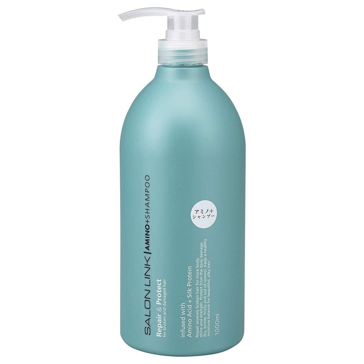 Salon Link Amino Shampoo, Amino Acid Cleansing Shampoo with 16 Amino Acids and Silk Protein, European Floral Scent, Large 1 L Pump Bottle