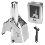 Bee's Knees Manual Nose Hair Cutter, Battery-Free Rotary Stainless Steel Trimmer with Cleaning Brush and Storage Case, Washable