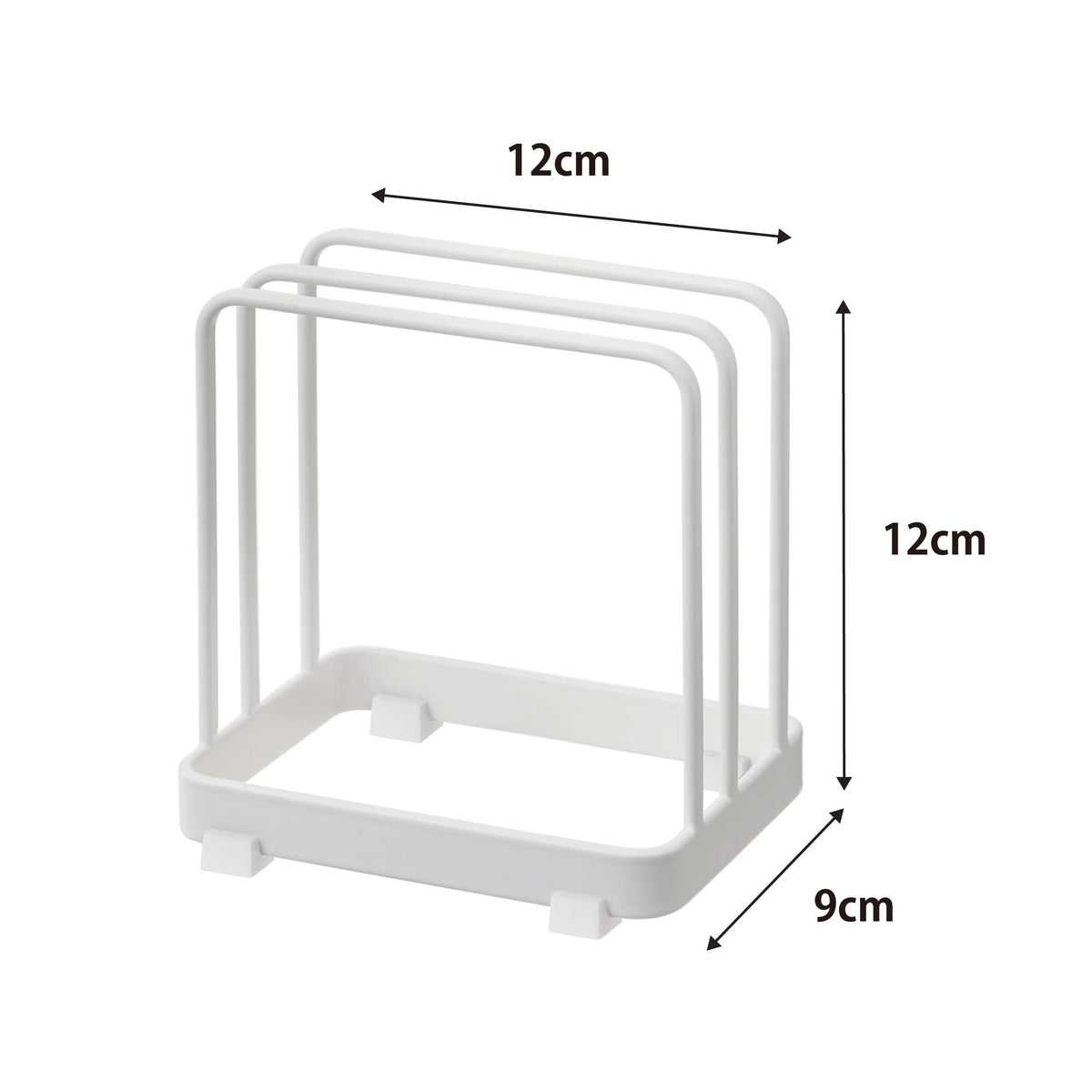 Yamazaki Plate Cutting Board Stand, Steel Rack for Two Boards up to 2.5 cm and 1.5 cm Thick with Cushioned Base, 12 x 9 x 12 cm and 260 g, White