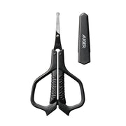 KAI AUGER Safety Scissors, Round-Tip Nose Hair and Brow Scissors for Men, Black, with Thick Handle, Thin Blade and Storage Cap