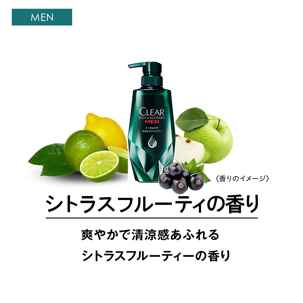 Clear for Men Total Care Scalp Shampoo Refill 952 g, Moisturising Men's Scalp-Care Shampoo with Fermented Olive Oil and Amino Acids, Citrus Fruity Scent