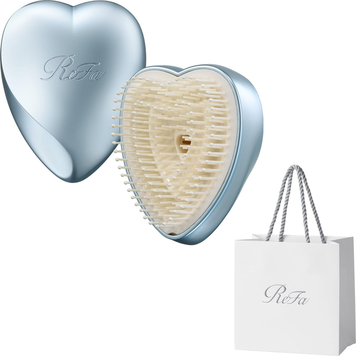 Heart Brush Mini, Heart-Shaped Compact Hair Brush with Three-Segment Pins and Travel Pin Cover, Rose Gold, Champagne Gold, Silver or Silver Sky