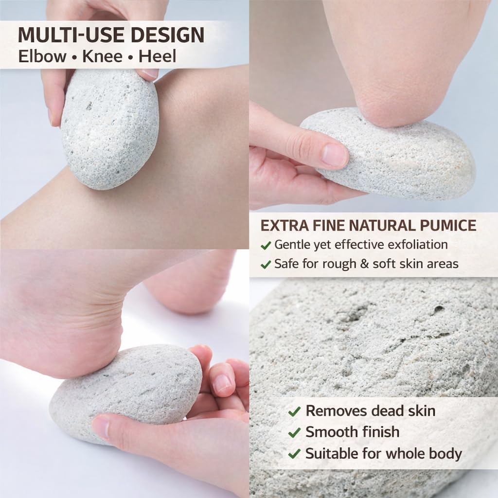 Extra Fine Natural Pumice Stone for Elbows, Knees and Heels, Made in Japan