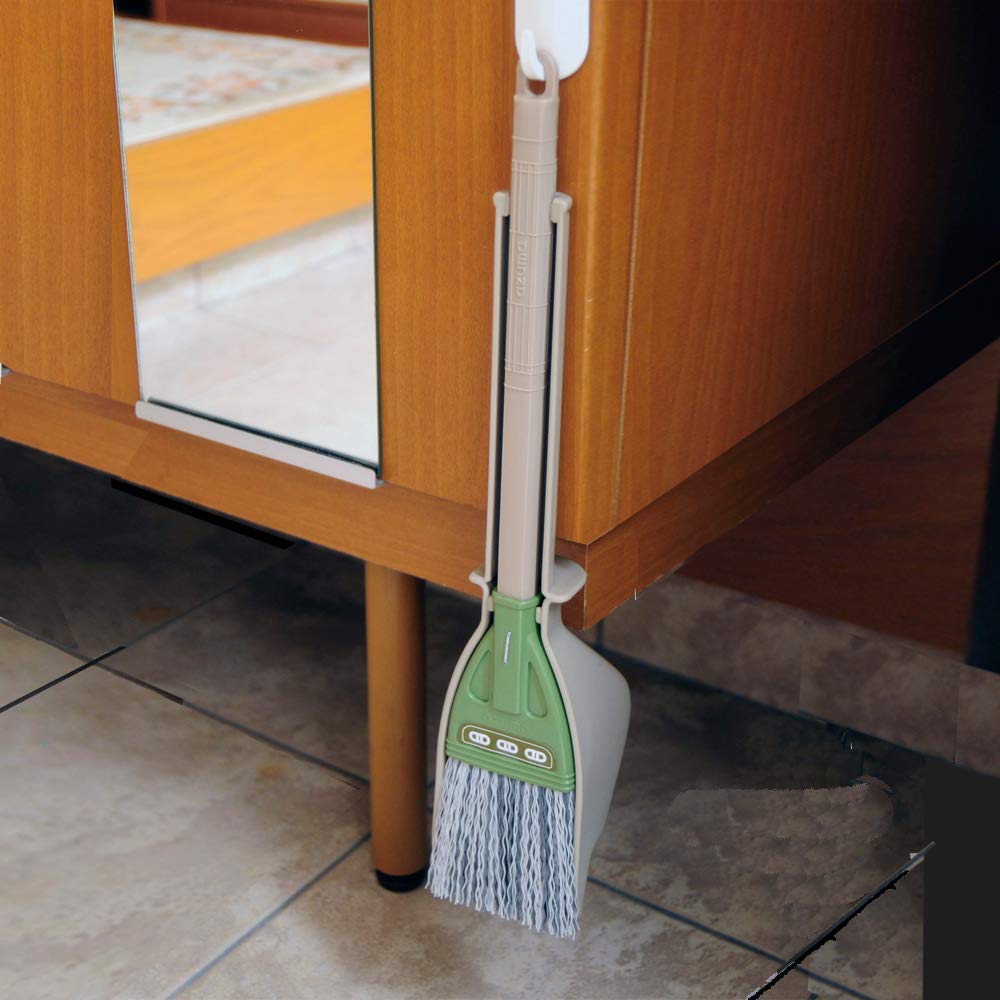 Azuma Compo Balcony and Gutter Dustpan and Broom Set, Water-Resistant Broom with Draining Slit Dustpan, 8 cm Wide and 43.5 cm Long