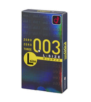 Okamoto Zero Zero Three 0.03 Condoms, 10 Large-Size Natural Rubber Latex Condoms with an Ultra-Thin 0.03 mm-Range Wall