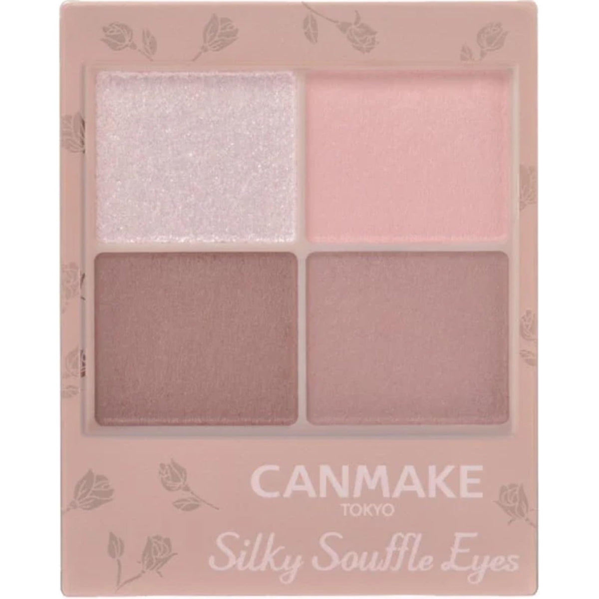 Canmake Silky Souffle Eyes Matte Type, Sheer Matte Four-Colour Eyeshadow Palette with Fine Glitter and Beauty-Serum Ingredients, 3.8 g